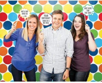 Creative Converting Colorful Polka Dots Photo Backdrop, 4.5ft x 6ft, Multicolor - Image 1 of 2