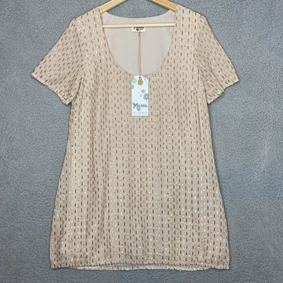 Nuevo Mini VESTIDO SHOW ME YOUR MUMU Coquet Champagne Brillo Secuencia Pequeño EE. UU. Foto 1 de 4