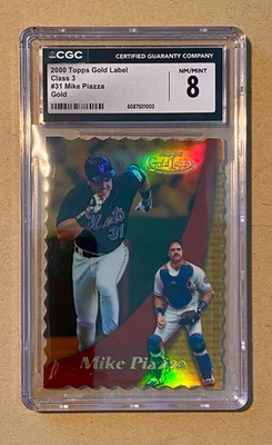 2000 Topps Gold Label Class 3 Gold #31 Mike Piazza Die Cut /100 HOF RARE. - Image 1 of 2