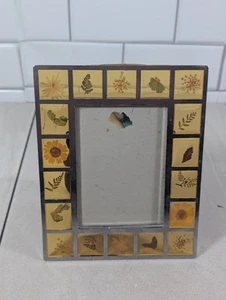Vintage 1998 Trico Pressed Flower Yellow Resin Tile Free Standing Picture Frame - Picture 1 of 15
