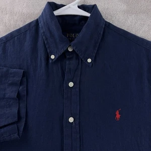 Polo Ralph Lauren Shirt Mens Size XS Navy Linen Classic Fit Lightweight - Picture 1 of 5