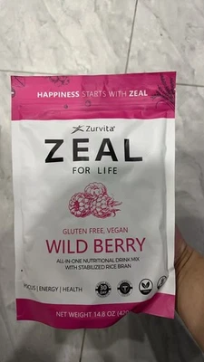 Sale Zurvita Zeal for Life Energy/Health Drink - 1 Pack Wild Berry GLUTEN FREE - Image 1 of 4