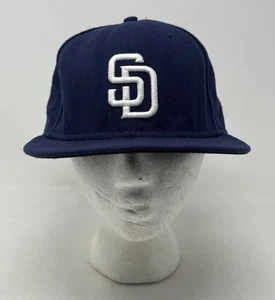 New Era Mens 59Fifty San Diego Padres Fitted Cap Hat Navy Made In USA Size 7 1/2 - Picture 1 of 8