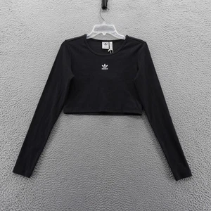 Adidas Originals Essentials Crop Langarm T-Shirt Schwarz Damen Medium NEU - Bild 1 von 14