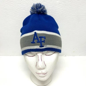 Vtg Air Force Falcons Collegiate Embroidered Winter Knit Beanie Hat Cap Pom Pom - Picture 1 of 7