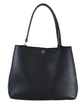 Bolsa de ombro MCM couro preto e cinza Visetos monograma couro pequena - Imagem 1 de 4