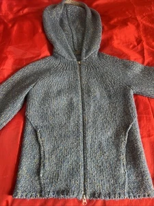 armani exchange Kapuzen Strickjacke Reißverschluss blau/golden Lurex Gr. S - Bild 1 von 7