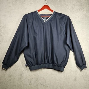 Charles River Apparel Pullover Navy mit cremefarbenem Besatz Windshirt Golftaschen gefüttert XL - Bild 1 von 15