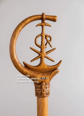 Diosa Royal CROZIER Obispo Trabajo de Madera en Talla Curvada 72" Largo Réplica Regalo Foto 1 de 3