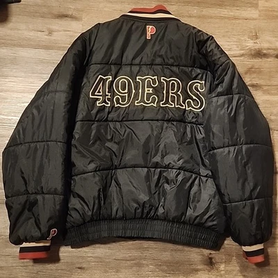 Vintage San Francisco 49ers Puffer Jacket Mens L Big Logo NFL Gameday REVERSIBLE - Image 1 of 4