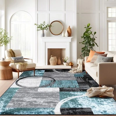 Rugshop Area Rugs 8x10 Abstract Circle Carpet Bedroom Rugs Living Room Rugs 5x7 - Image 1 of 2