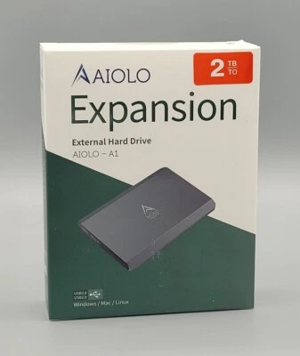 AIOLO 2.5" Portable External HDD 2TB USB 3.0 for PC, Mac, Laptop etc.  G-19 - Image 1 of 3