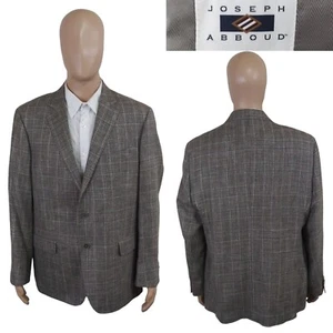 NEU Joseph Abboud Limited Edition Hahnentritt Karo grau hellbraun Seide Leinen Wolle 44R - Bild 1 von 10