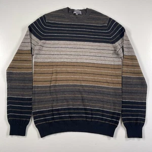 Vince Sweater Mens S Gray Brown Beige Striped Camel Hair Wool Blend Crew Neck - Picture 1 of 9