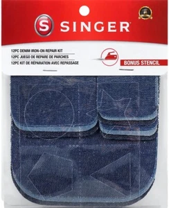 Singer Notions 00079 Iron-On Patch Repair Kit 12/Pkg-Assorted Denim - Picture 1 of 1