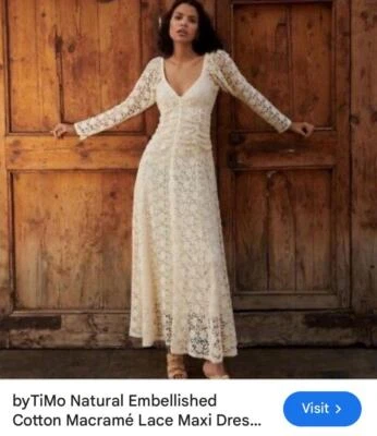 nuevo ANTHROPOLOGIE BYTIMO macrama tejido a ganchillo pesado maxi vestido oslo s Foto 1 de 4