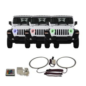 RGB Multi Color IR Headlight Halo kit for Jeep Wrangler 18-19 - Picture 1 of 11