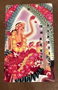 Hawaiian Hula Girl with Flowers and Lei Thermometer Magnet Free Shipping - Picture 1 of 2