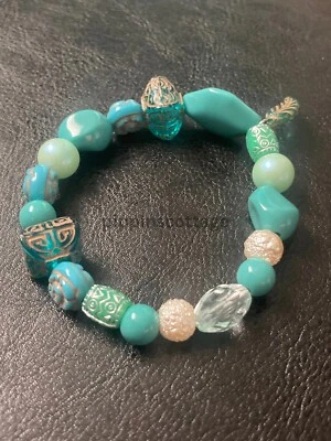 Pulsera Acrílico Turquesa Hecha a Mano Nueva Sin Níquel Foto 1 de 4
