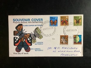 NZ 1970 Butterflies FDC, Boric brand, Ashburton CDS postmark (NZF1074) - Picture 1 of 1