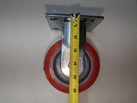 Used Universal Plate Bolt On 4" Red Heavy Duty Caster Wheel Steel Rubber Red Cover