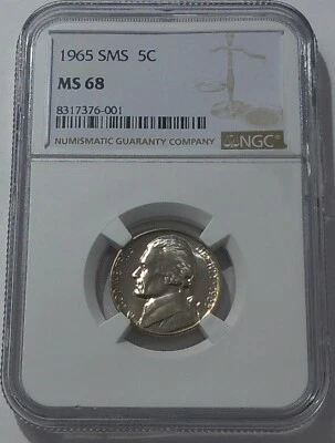 1965 SMS NGC MS68 Thomas Jefferson Nickel 5c Special Mint Set White Label - Image 1 of 3