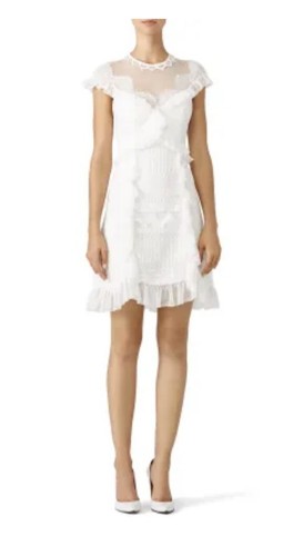 OFF WHITE Abito da donna in guaina di pizzo bianco tre piani taglia 4