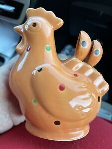 Temptations Chicken Hen Measuring Spoon Set ORANGE w/ Colored Polka Dots Country