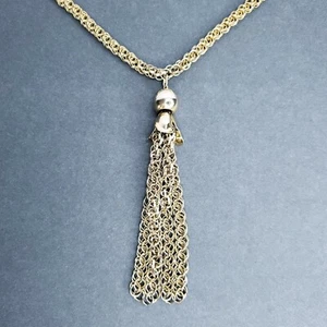 Vintage Tassel Necklace Goldtone Metal Large Long Multi Ring Chain - Picture 1 of 5