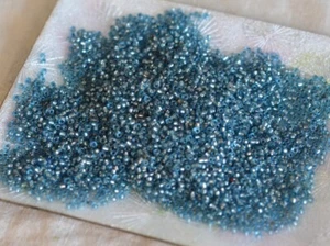 Antique Seed Beads Turquoise Silver Lined, 1920s, 18bpi, 7g - Picture 1 of 6