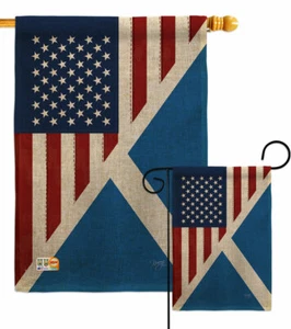 US Scotland Friendship Burlap Garden Flag Decorative Gift Yard House Banner - Picture 1 of 19