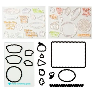 Diamond Press Stamp (28) and Die (14) Set Slice of Thanks 847910 42 Pieces! New - Picture 1 of 7