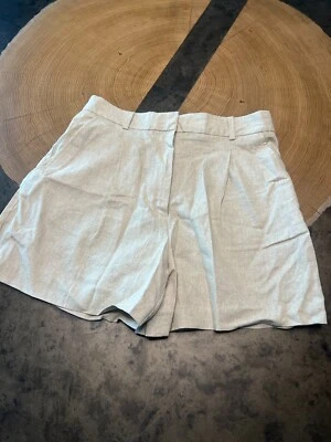ZARA PANTALONES CORTOS LINO TOSTADO CON BOLSILLO TALLA M Foto 1 de 4