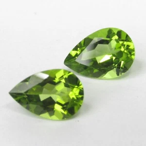 3,92 quilates llamativo peridoto natural 10x7 mm pera par de piedras preciosas sueltas a juego - Imagen 1 de 4