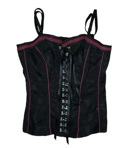 Vintage Tripp NYC Womens Roses Lace Up Sleeveless Gothic Rare Zip Corset 90s XL - Picture 1 of 6