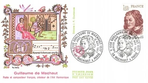 Envelope FDC FRANCE GUILLAUME DE MACHAULT 1977 MACHAULT & PARIS n1 - Picture 1 of 1