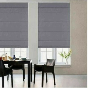 Glowe Blackout Cordless Fabric Roman Shade Blinds in Neutral Grey 29" x 72"  - Picture 1 of 7