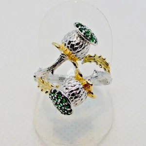 Chromdiopsid Ring 925 Silber 585 Bicolor vergoldet 18,1 mm 57 - Bild 1 von 7