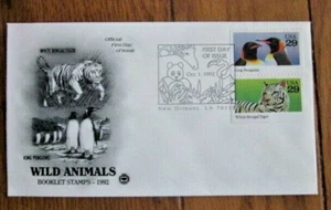 KING PENGUINS & WHITE BENGAL TIGER  1992 PCS  CACHET FDC UNADDRESSED - Picture 1 of 1
