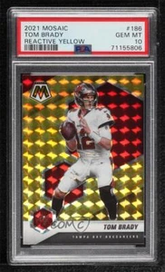 2021 Panini Mosaic Reactive Yellow Prizm Tom Brady #186 PSA 10 GEM MINT - Picture 1 of 1