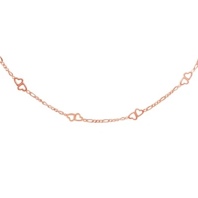 Collar Doble Corazones Cadena Eslabones Figaro Tono Oro Rosa Sobre Plata, 18 Pulgadas Foto 1 de 3