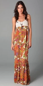 Revolve Torn by Ronny Kobo Women Maxi Dress Small Crochet Empire Waist Straps - Picture 1 of 15