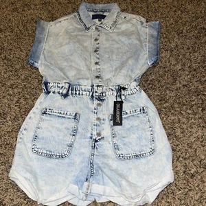 Blank NYC Head Backstage Acid Wash Denim 90's Romper Size XS Time Zone New - Picture 1 of 6
