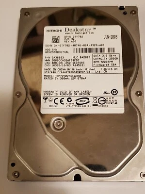 Hitachi Deskstar 0A36893 SATA 3.0GB/S 7200RPM Hard Drive HDP725025GLA380 - Image 1 of 4