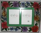 Wild Rose Double Opening Photo Frame Figi Graphics Hand Painted Glass New In Box