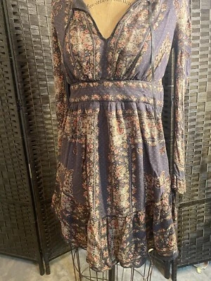 Vestido Free People Para Mujer XSmall Berry Púrpura Bridgette Mini Boho Pradera Floral Foto 1 de 4