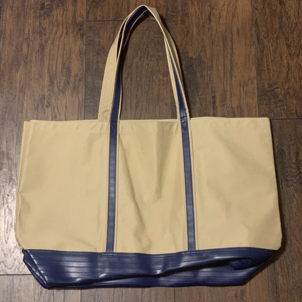 Bolso de viaje vintage de lona Avon beige/azul todo alrededor Foto 1 de 4