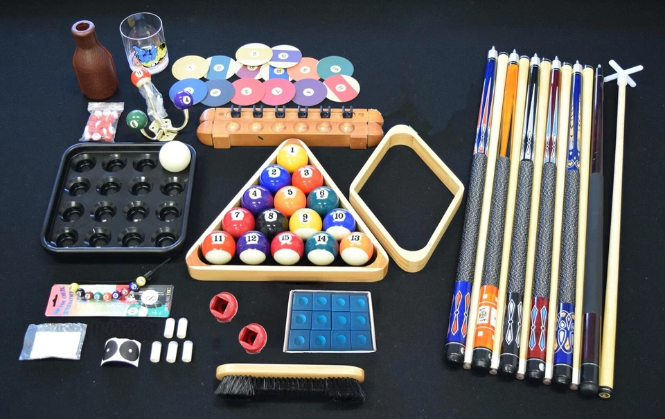 Pool Table Billiards Accessory Kit Pool Cue Sticks Ball Tray Rack Set, Kit-S3 - Image 1 of 1