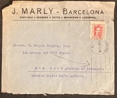 Spain 1930 Cover - Barcelona to Brooklyn, New York - Image 1 of 2