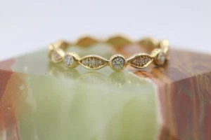 Noemie Designer 18k Yellow Gold 1/4CT Diamond Band Vintage Stackable Ring 9.75 - Picture 1 of 12